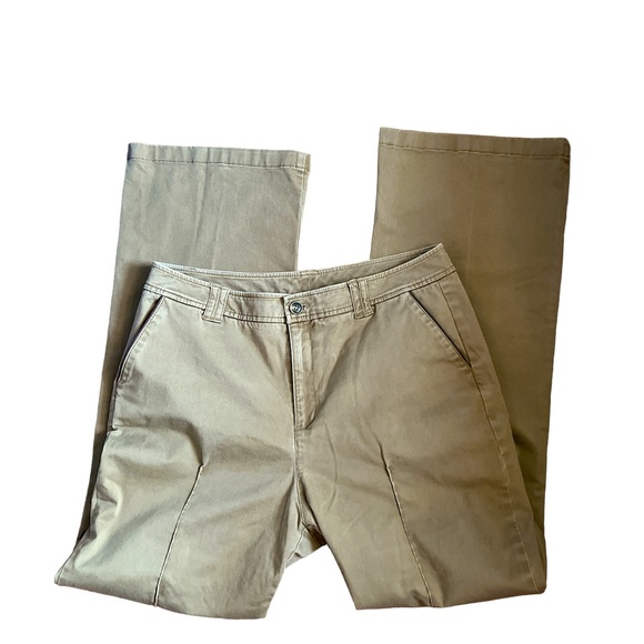 Soft Surroundings | Khaki Flare Leg Cotton Trousers Pants size 12 - Picture 1 of 9